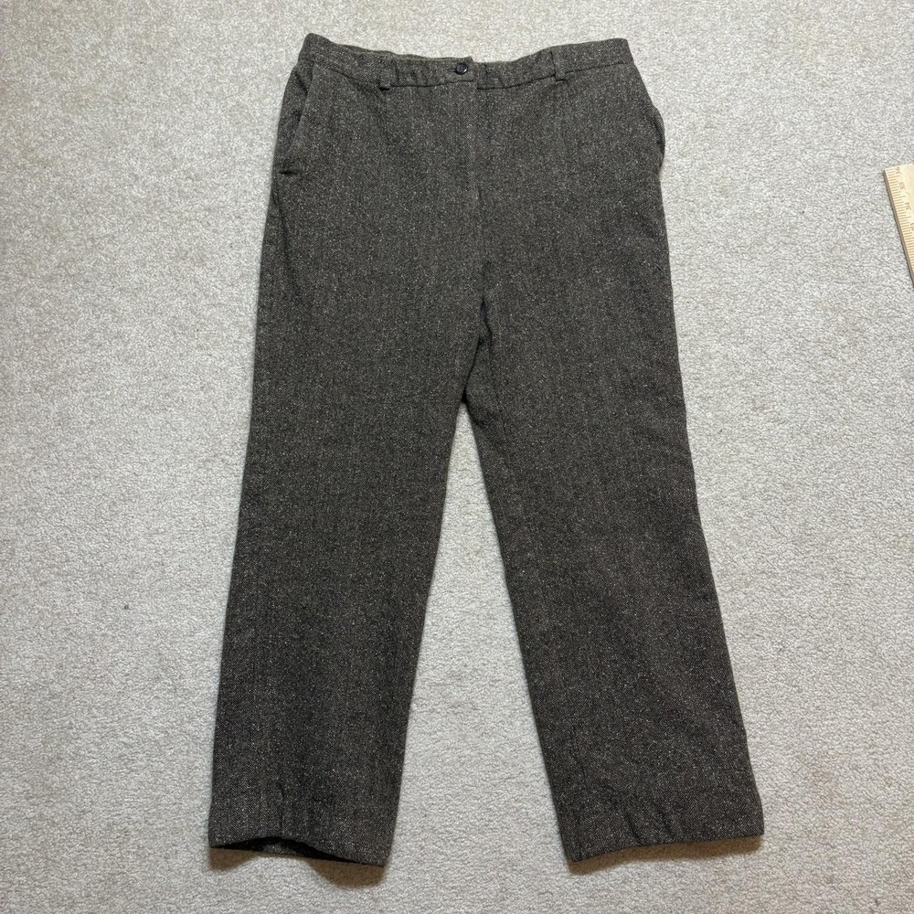 Pendleton Dress Pants Womens 14 Brown Wool Tweed Herringbone Lined Winter